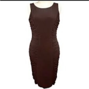 Calvin Klein brown rushed midi dress size small